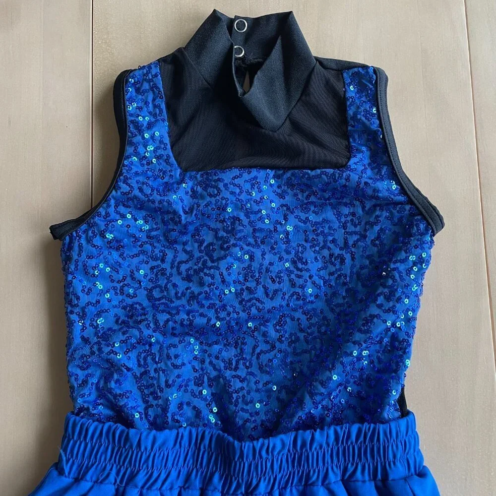 Weissman Girl's Hip-Hop Sequin Dance One Piece Costume Jumpsuit, Blue - Size‎ IC